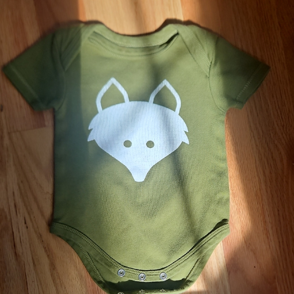 Olive Green Fox Graphic Baby One-Piece Bodysuit